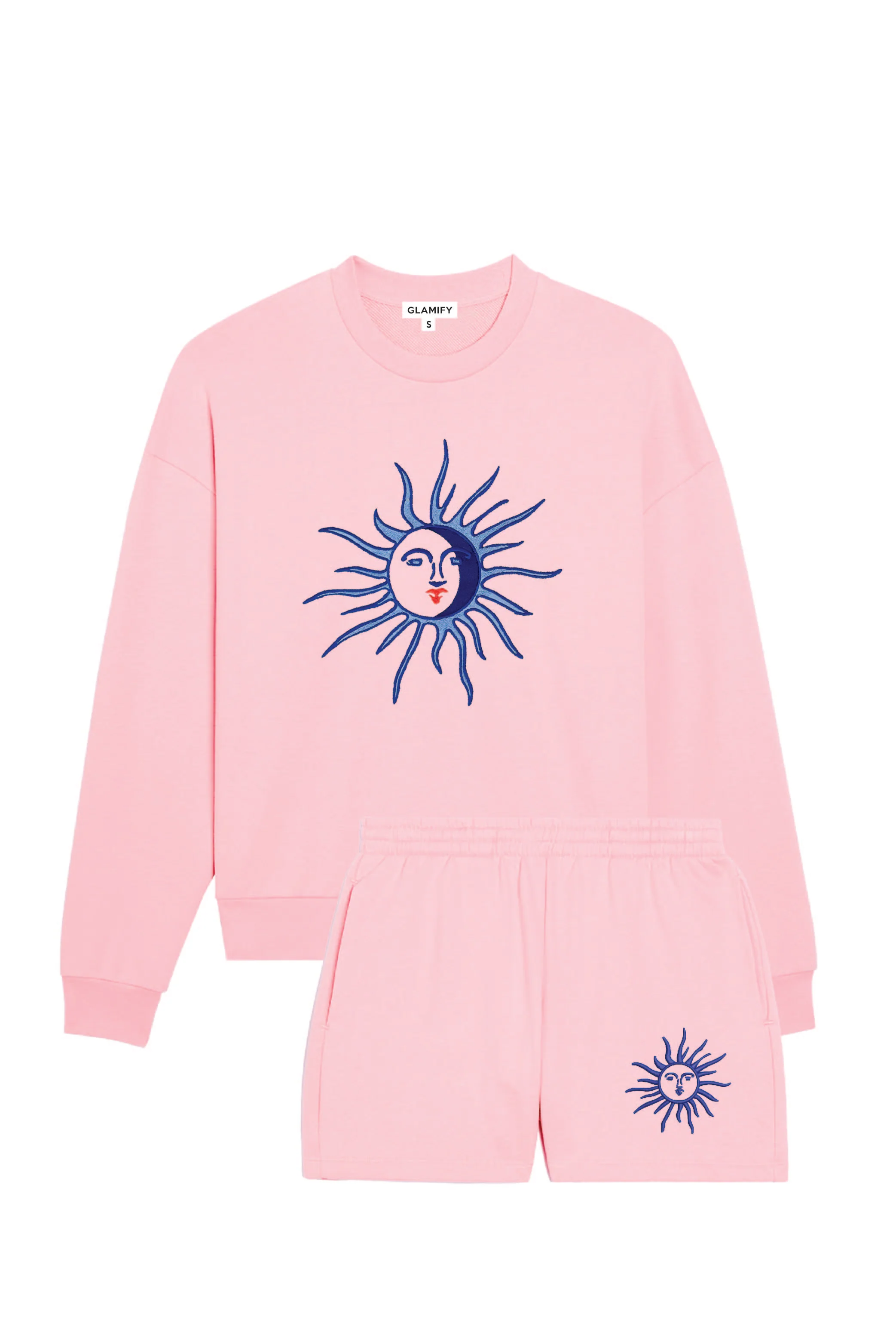 Sunshine baby pink embroidered sweater shorts loungewear - Image 2