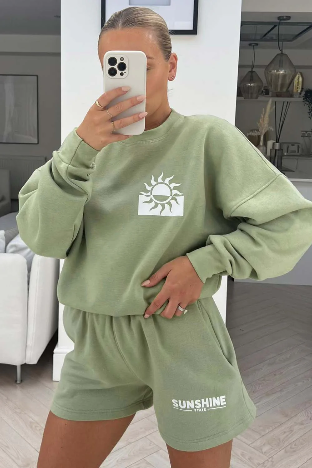 Sunshine sage back print sweater short co ord - Image 2
