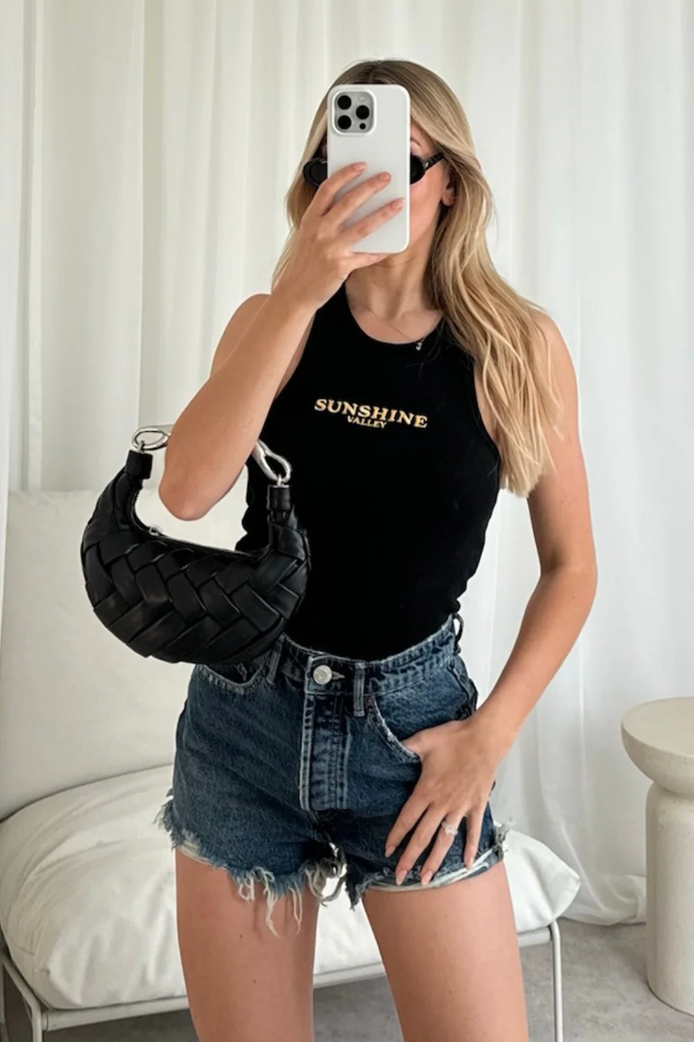 Sunshine valley black Embroidered Ribbed Vest - Image 2