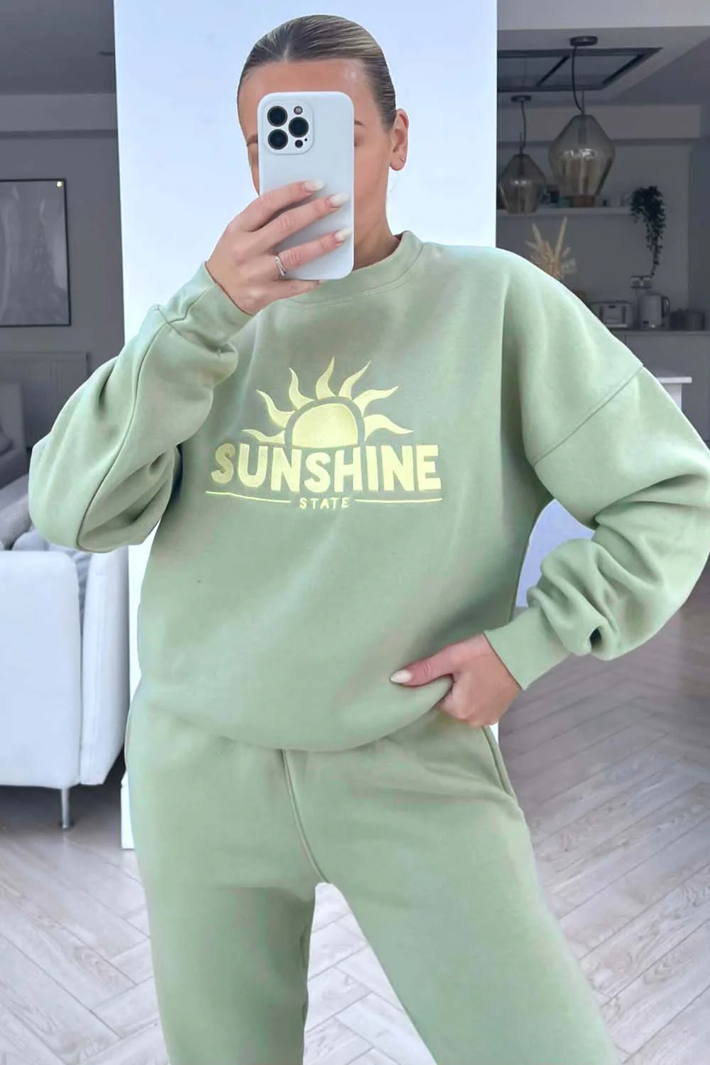 Sunshines sage embroidered sweater jogger loungewear set - Image 2