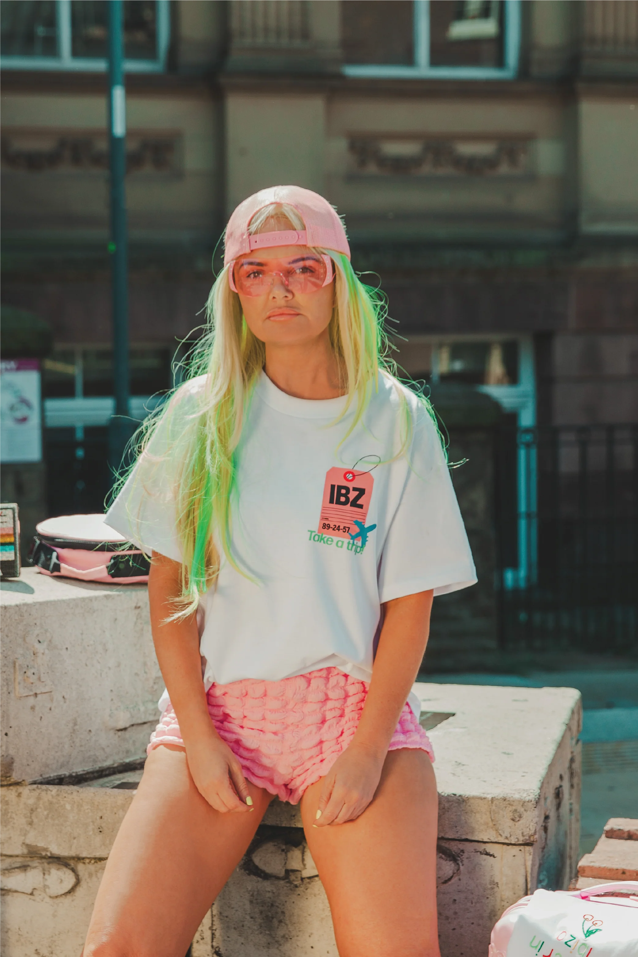 Take a trip white heavyweight back print t-shirt - Image 2