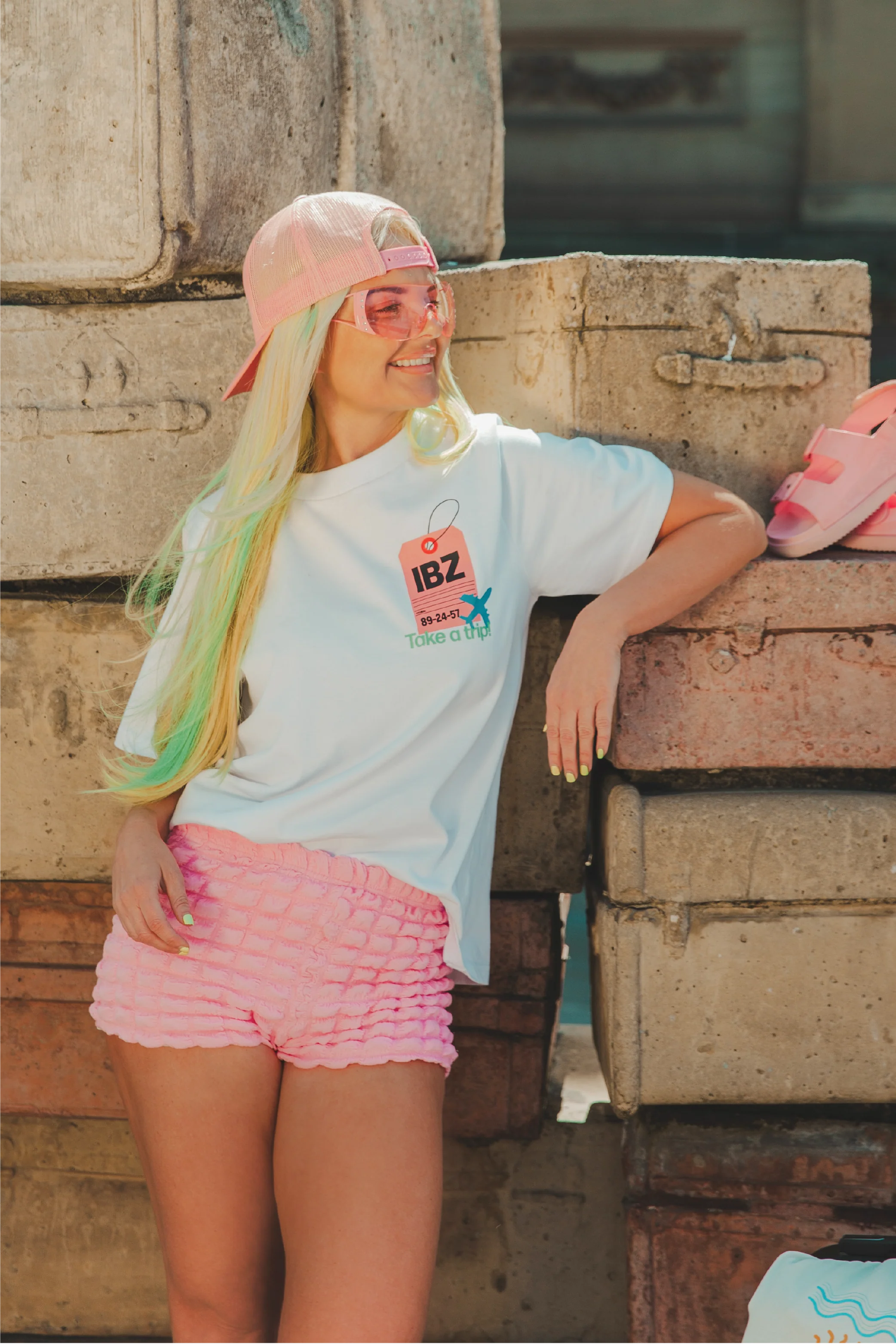 Take a trip white heavyweight back print t-shirt - Image 4