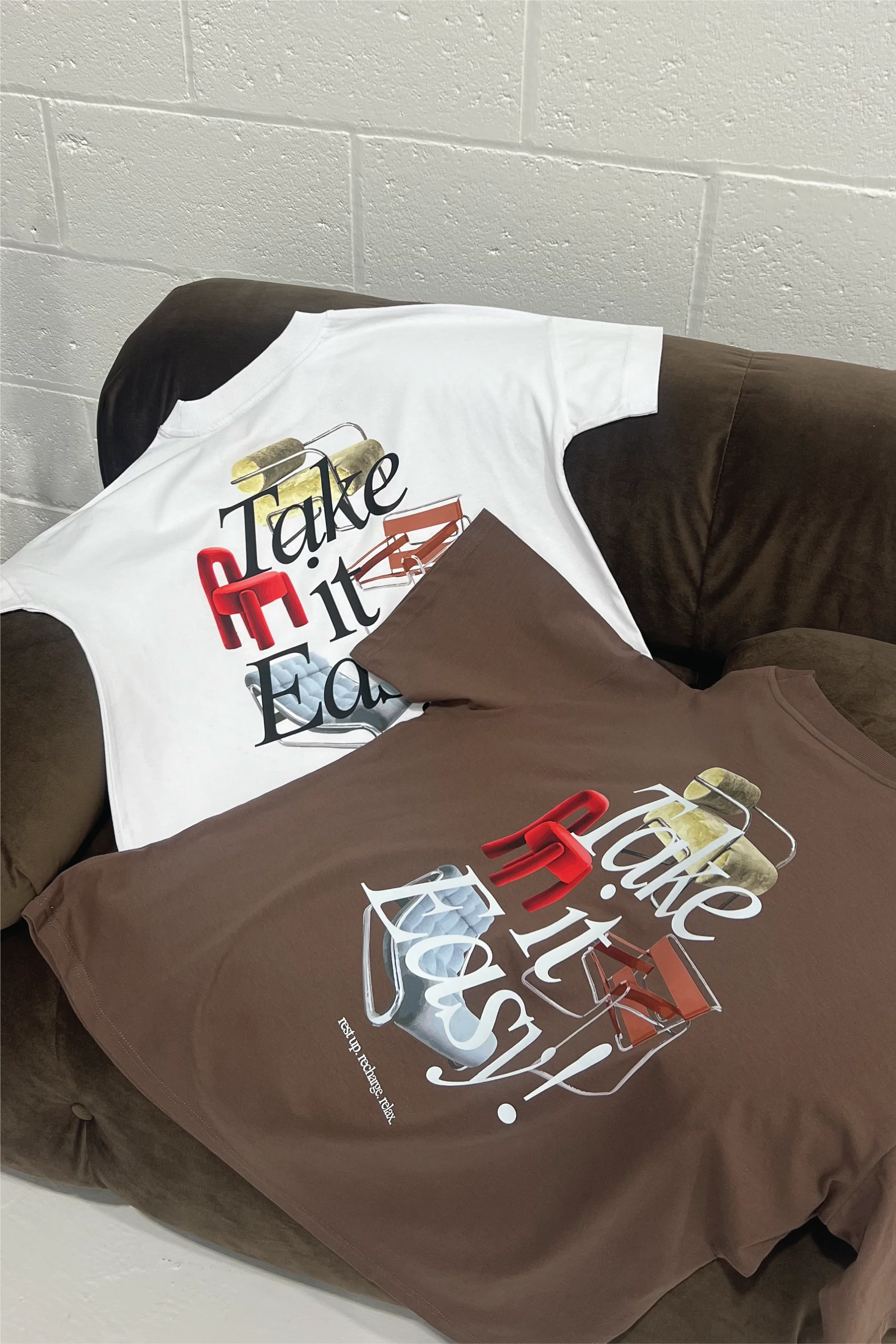 TAKE IT EASY PRINTED MOCHA OVERSIZED TSHIRT - Image 6