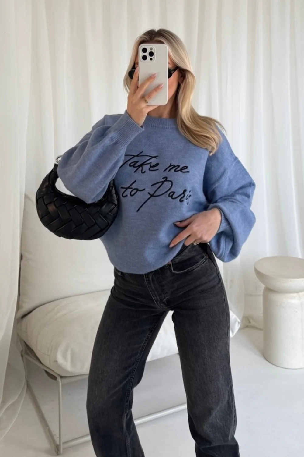 Take me to paris blue knit sweater - Image 2