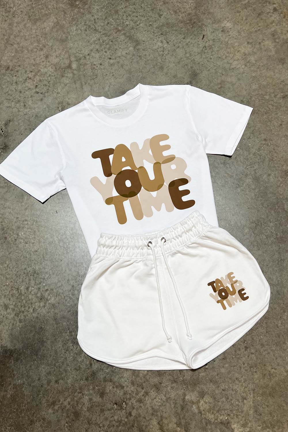Take Your Time white printed short tee coord - Image 3