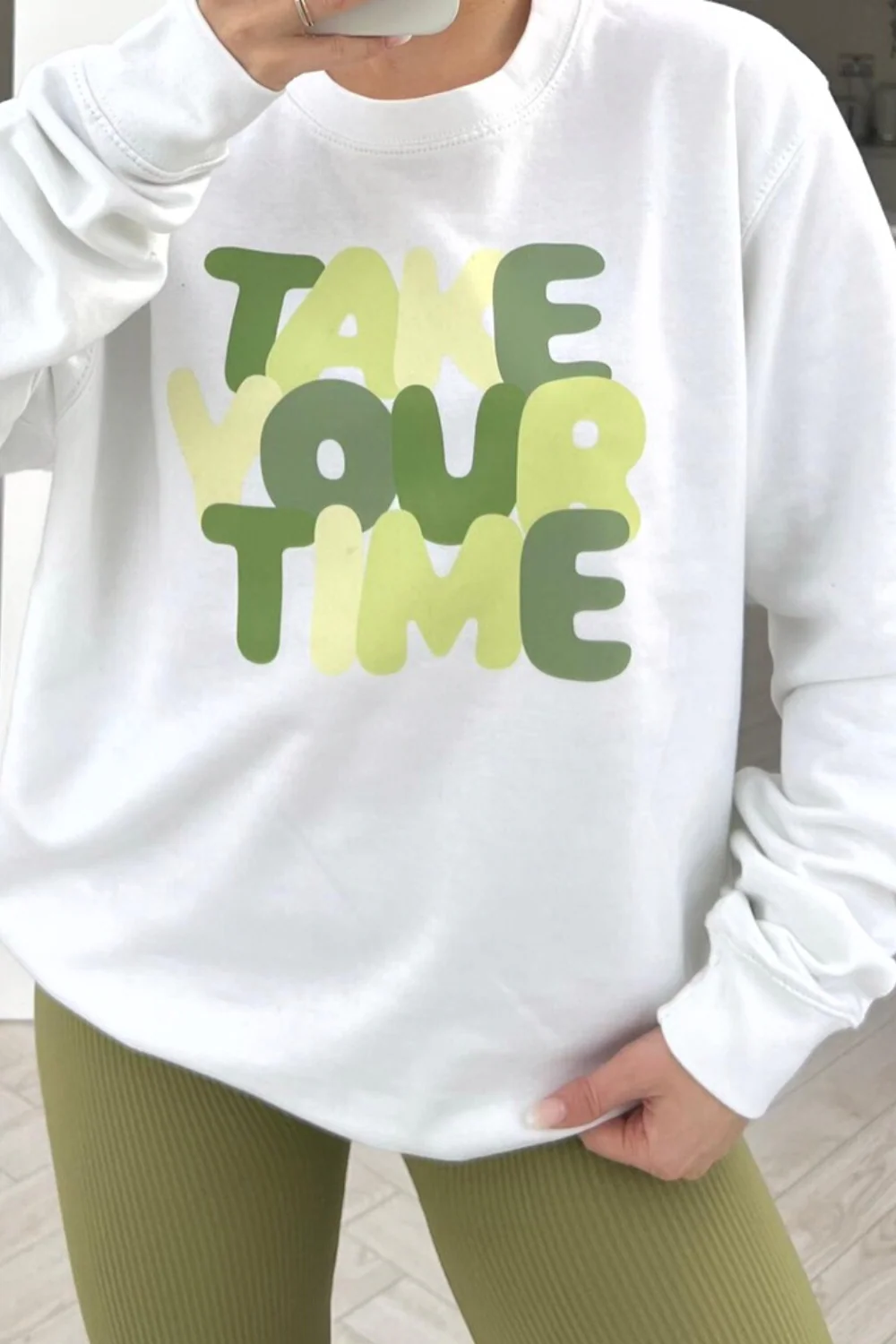 Take your time white printed sweater - Image 2