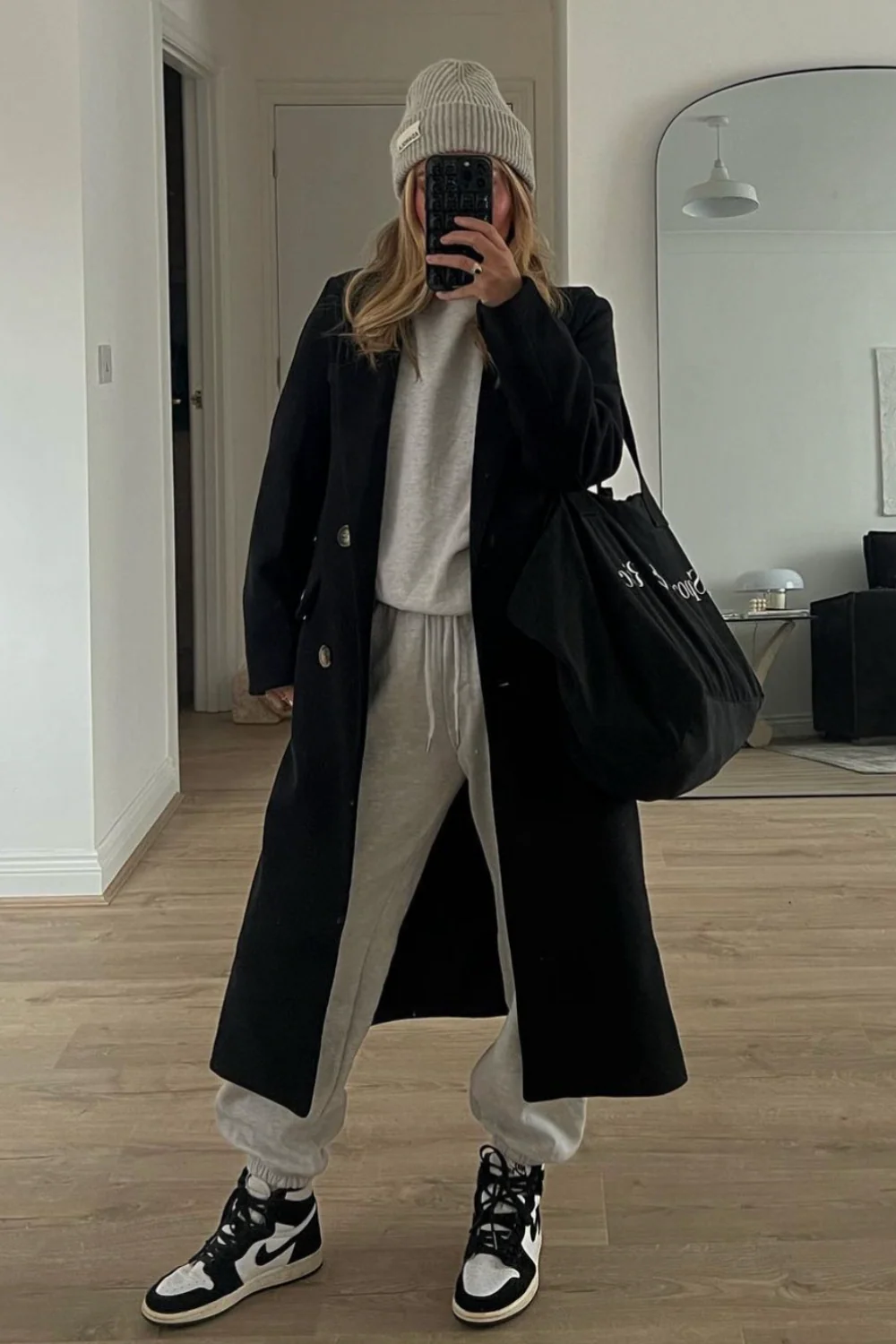 Tara black wool like tailored coat - Image 3
