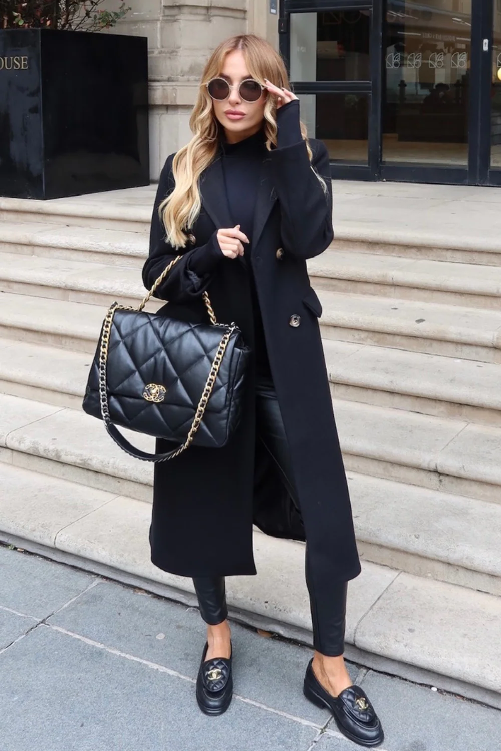 Tara black wool like tailored coat - Image 4