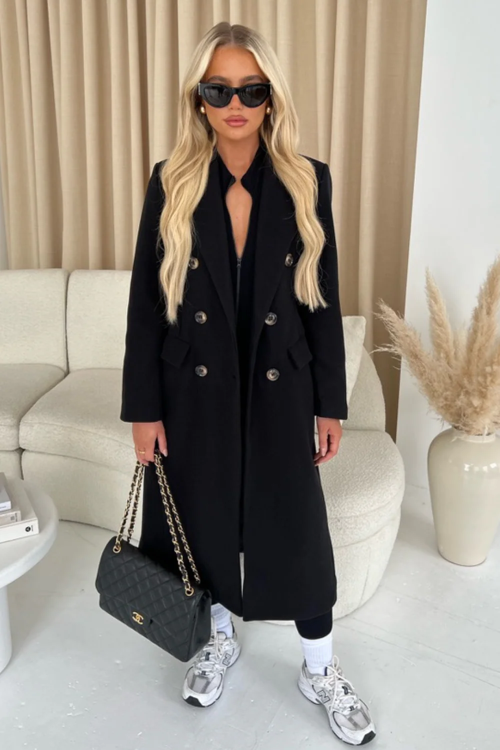 Tara black wool like tailored coat - Image 5
