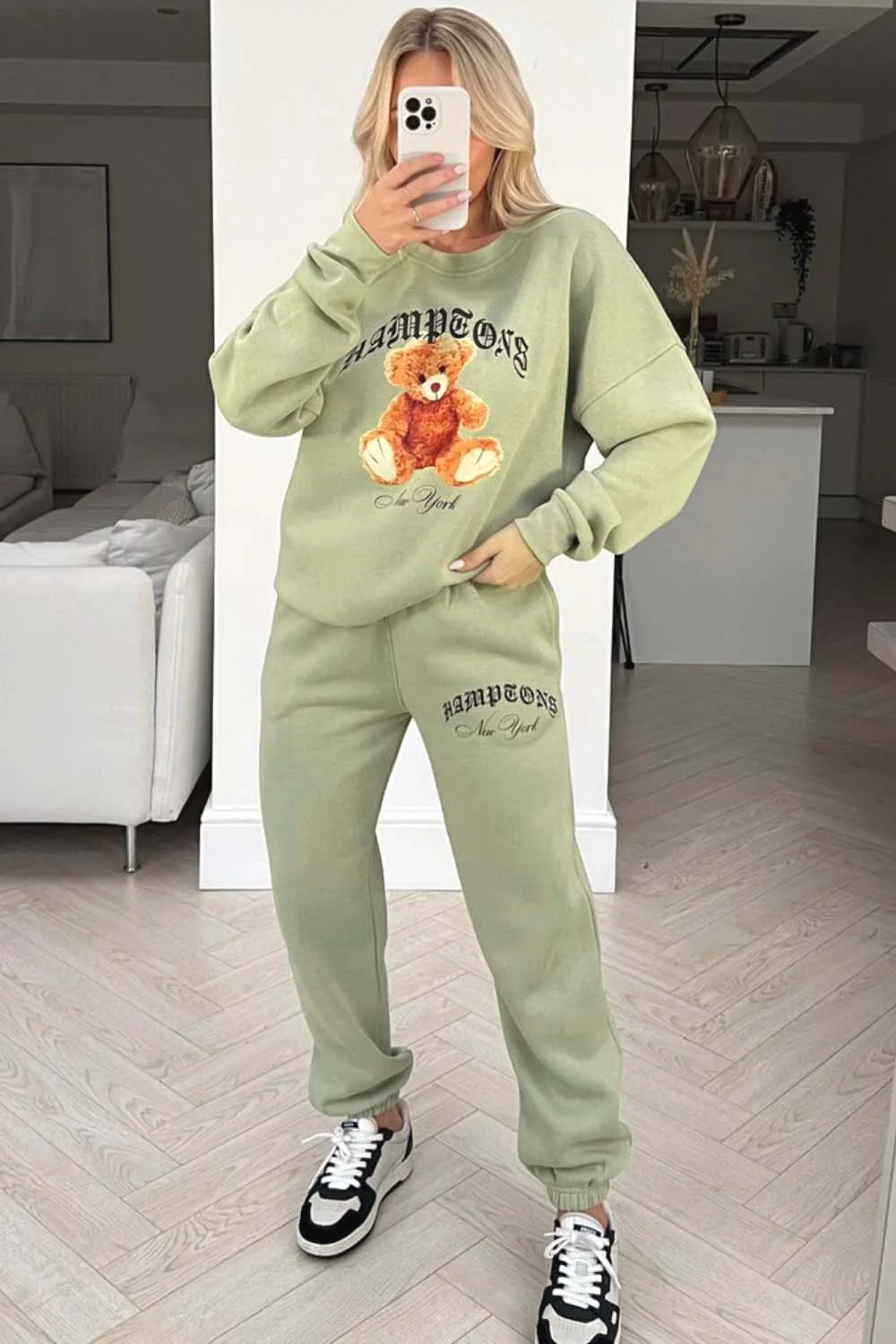 Teddy Hamptons New York Sage Printed Loungewear Sweater Set