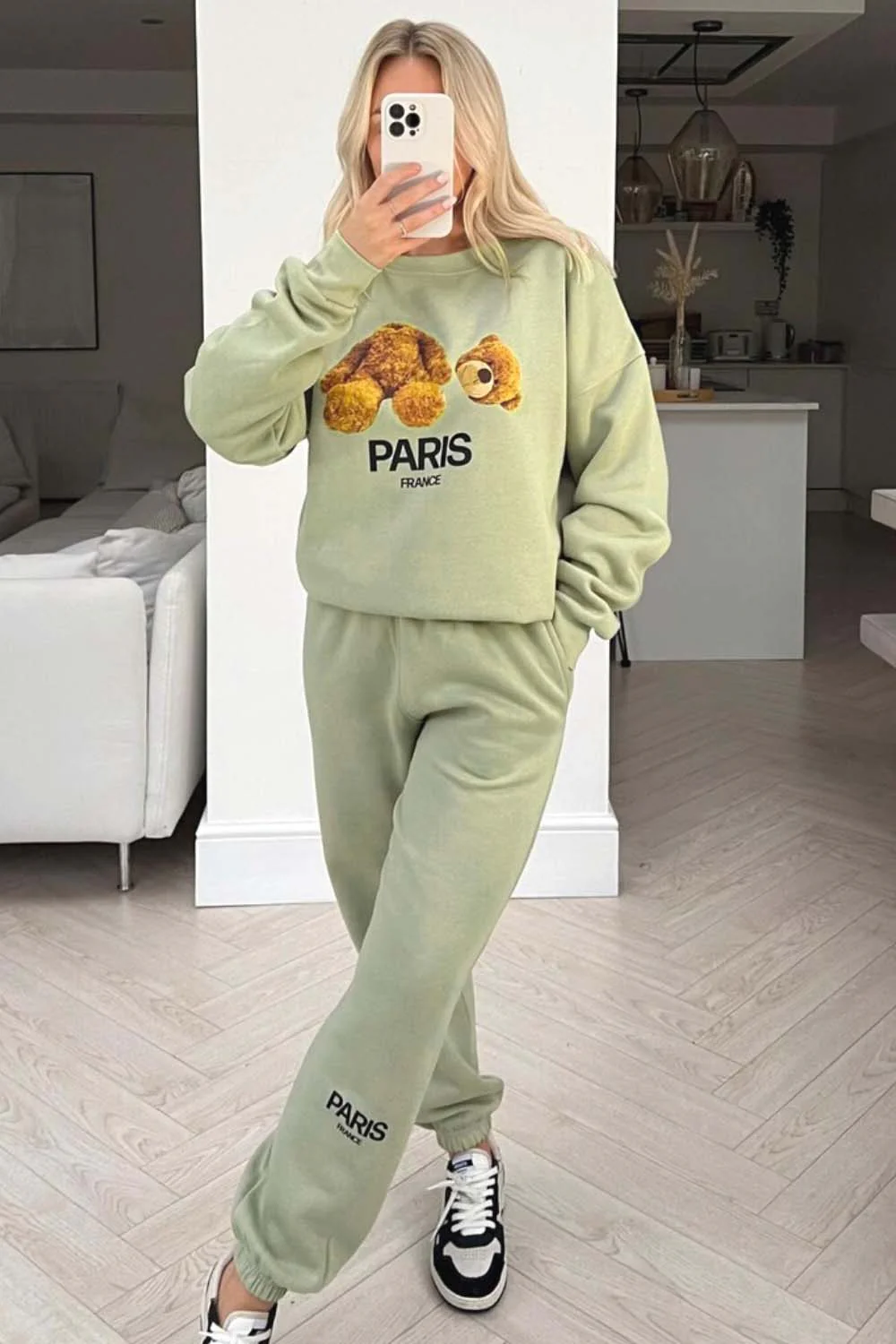 Teddy heads Off sage sweater loungewear set - Image 2