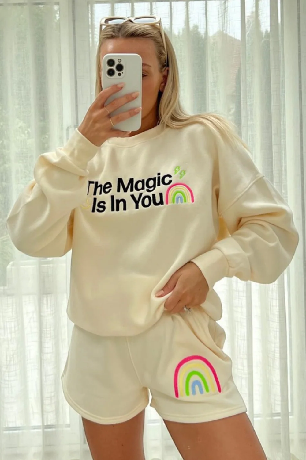 the magic is in you ecru sweater short loungewear set - Image 2