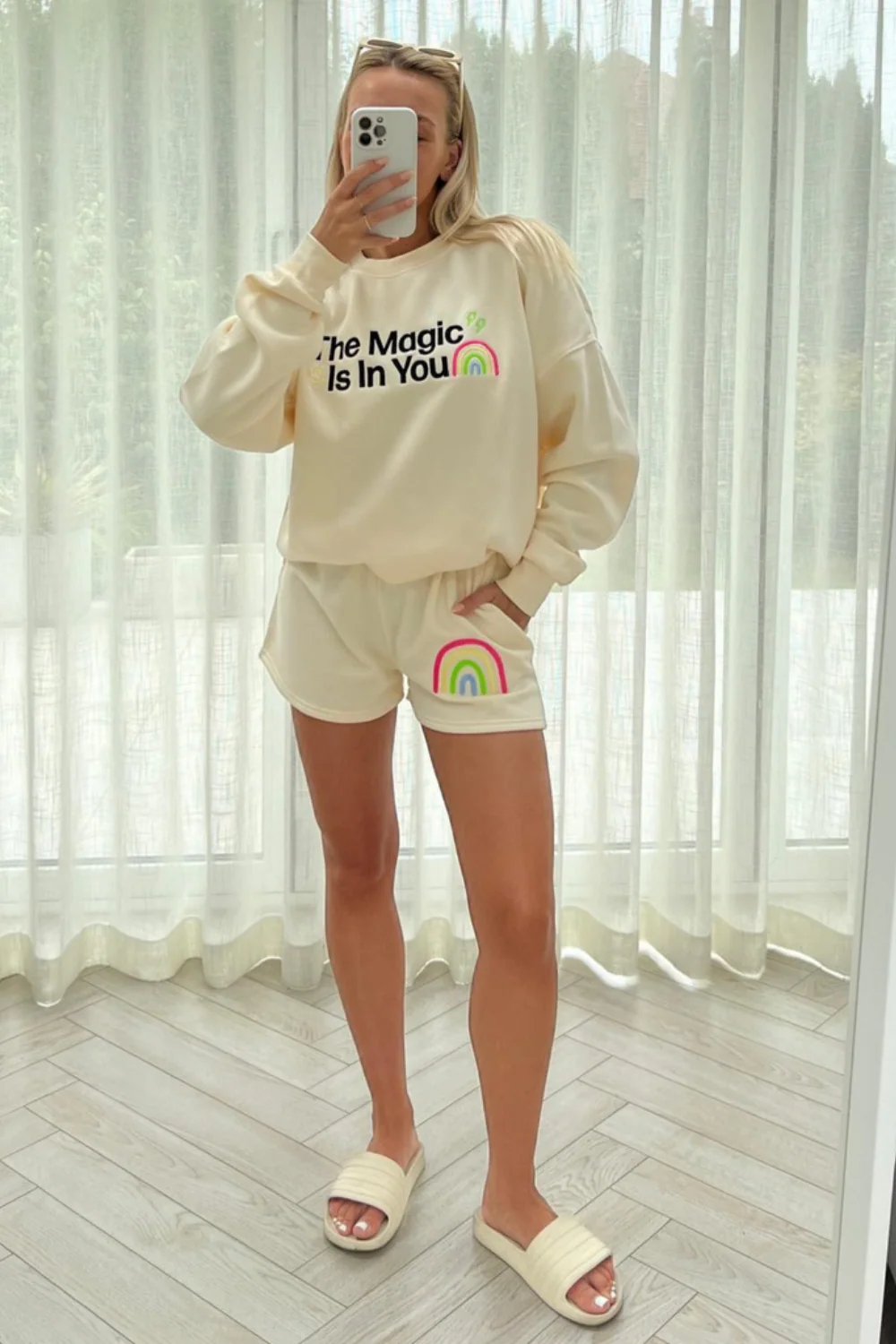 the magic is in you ecru sweater short loungewear set - Image 3