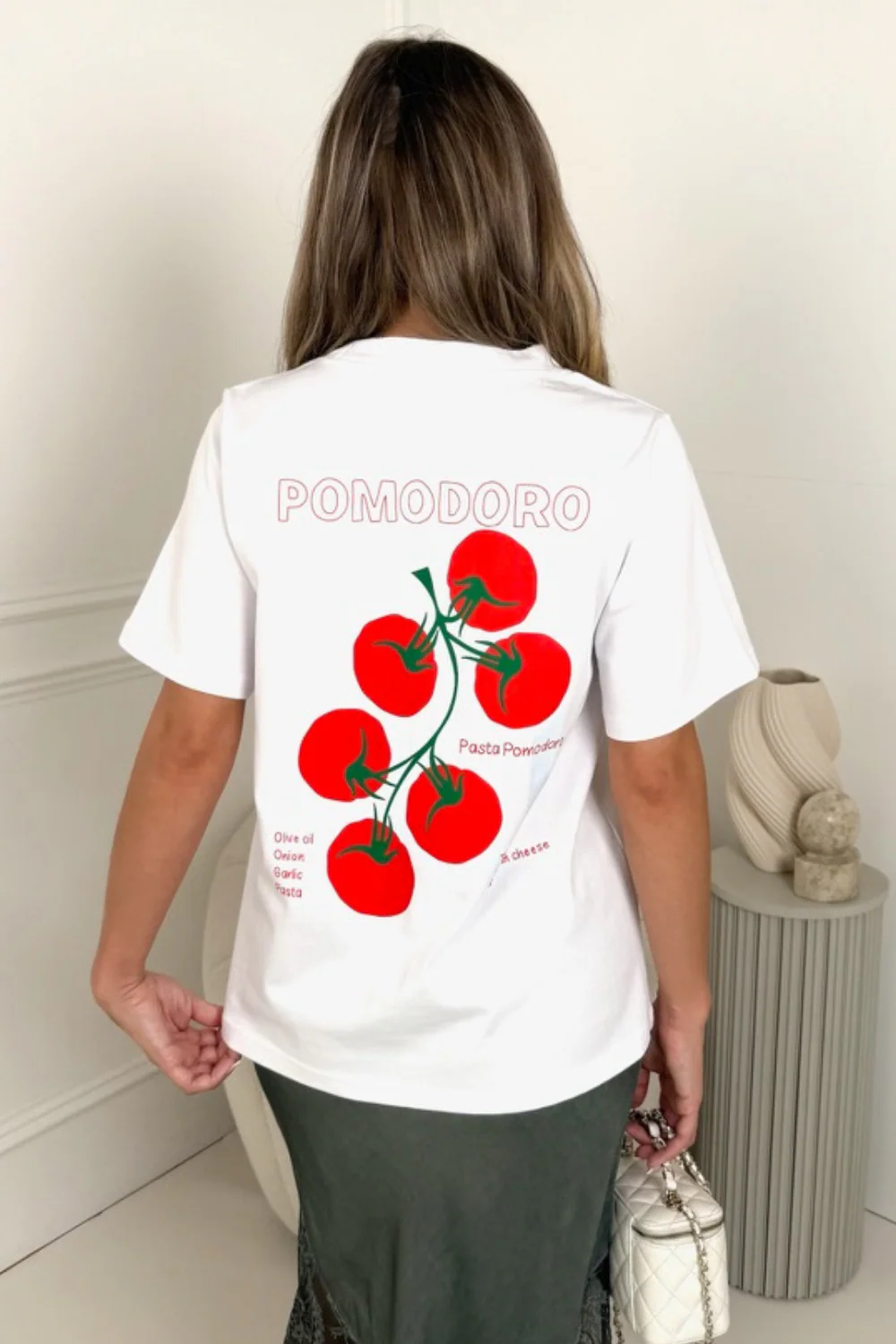 Tomato white front & back printed heavyweight oversized t-shirt - Image 3