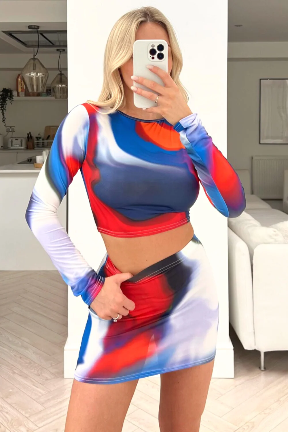 trish long-sleeve ruched skirt coord - Image 2
