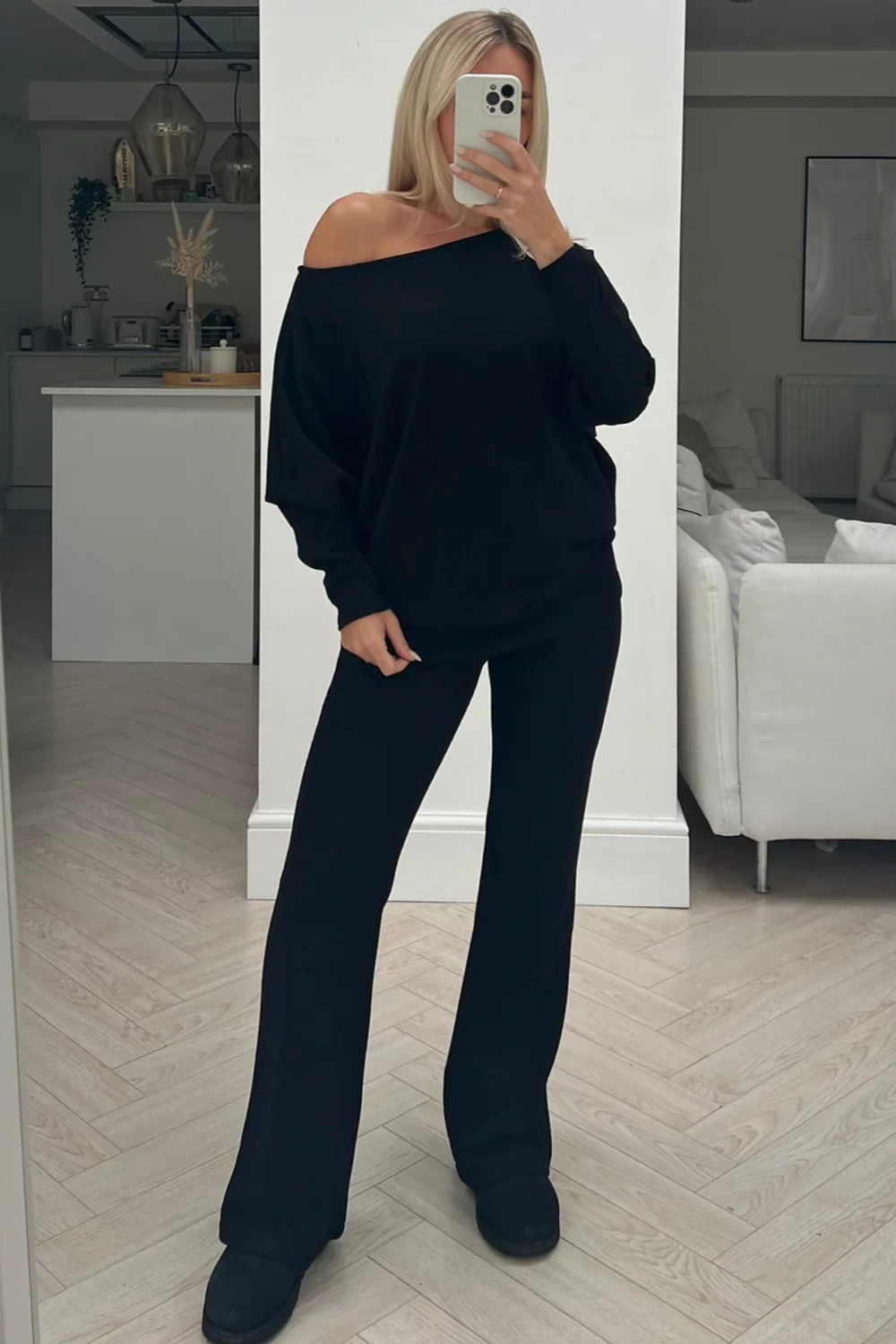 Trixie black shimmer wide neck trouser coord