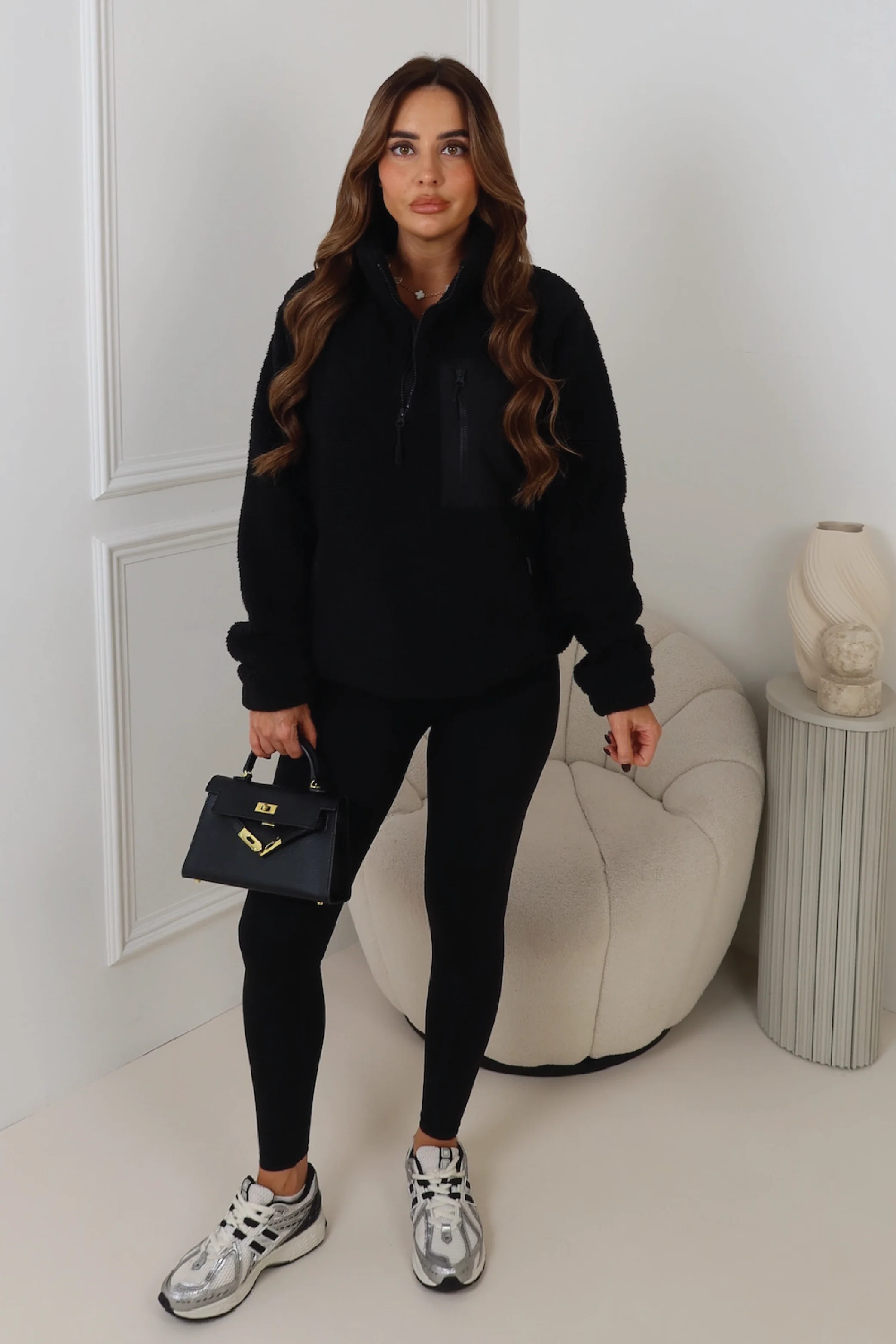 TYLER BLACK 3/4 ZIP TEDDY FLEECE - Image 2