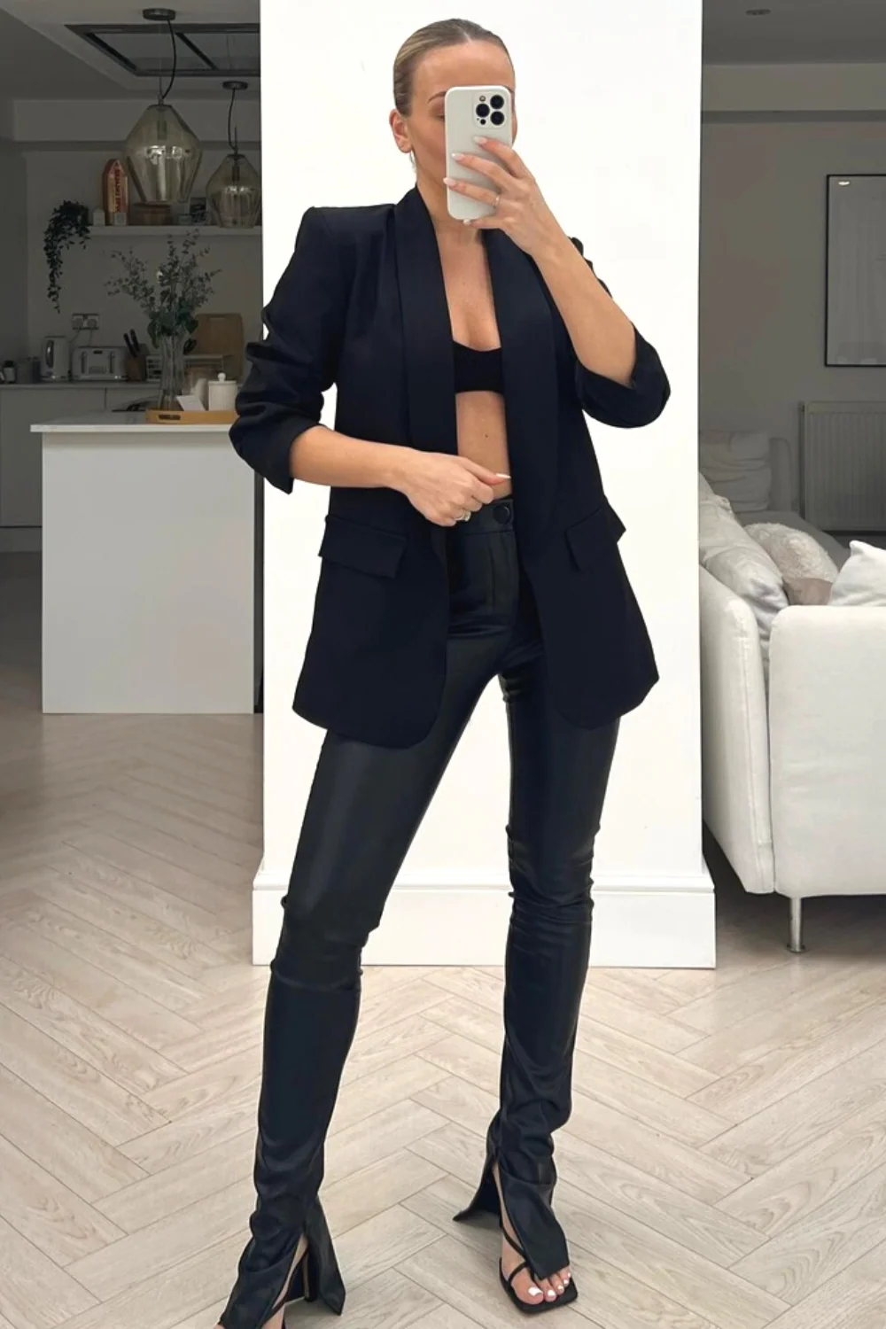Valencia black ruched sleeve blazer - Image 3