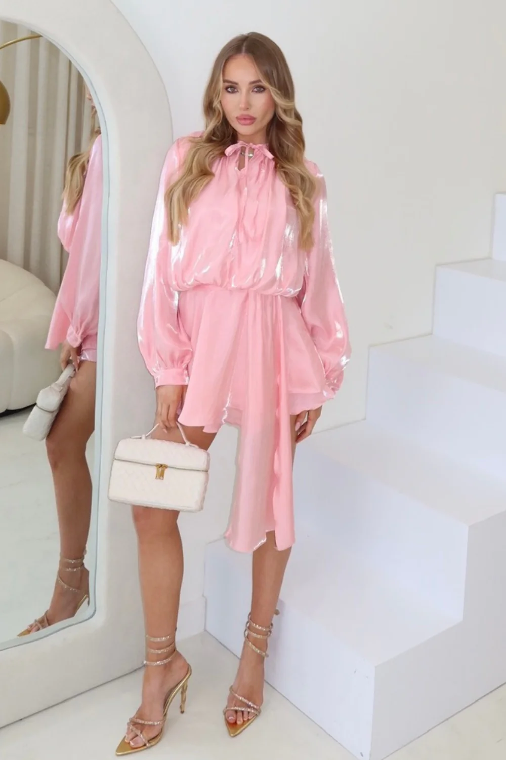 Violet pink chiffon shirt dress - Image 2