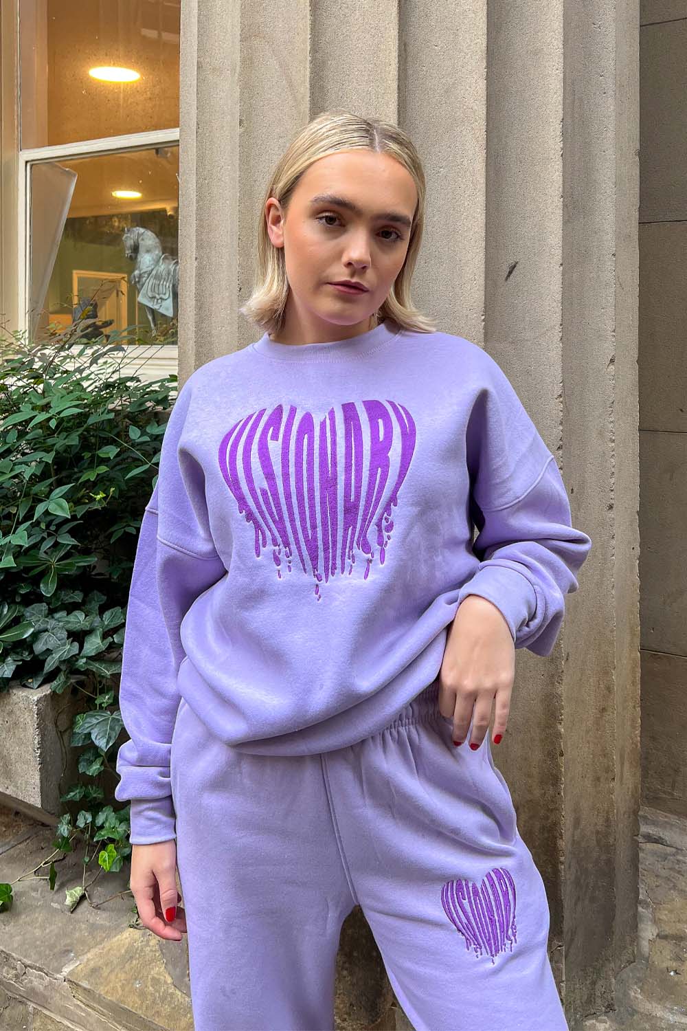 visionary lilac embroidered sweater loungewear set - Image 3