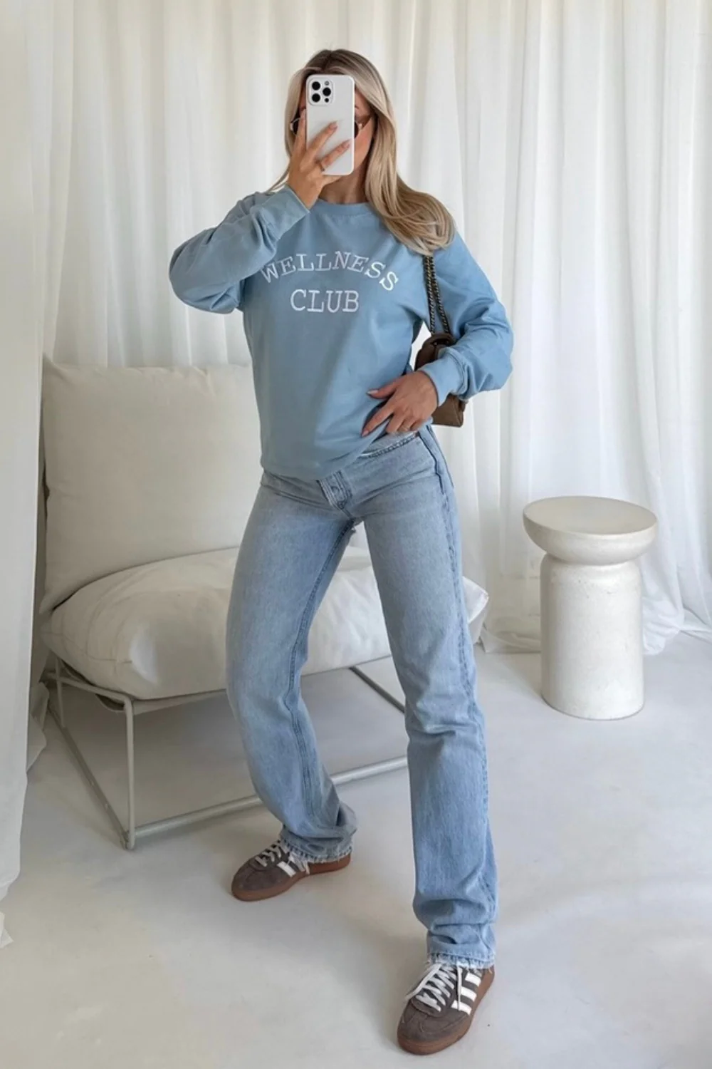 Wellness club blue embroidered sweater - Image 2