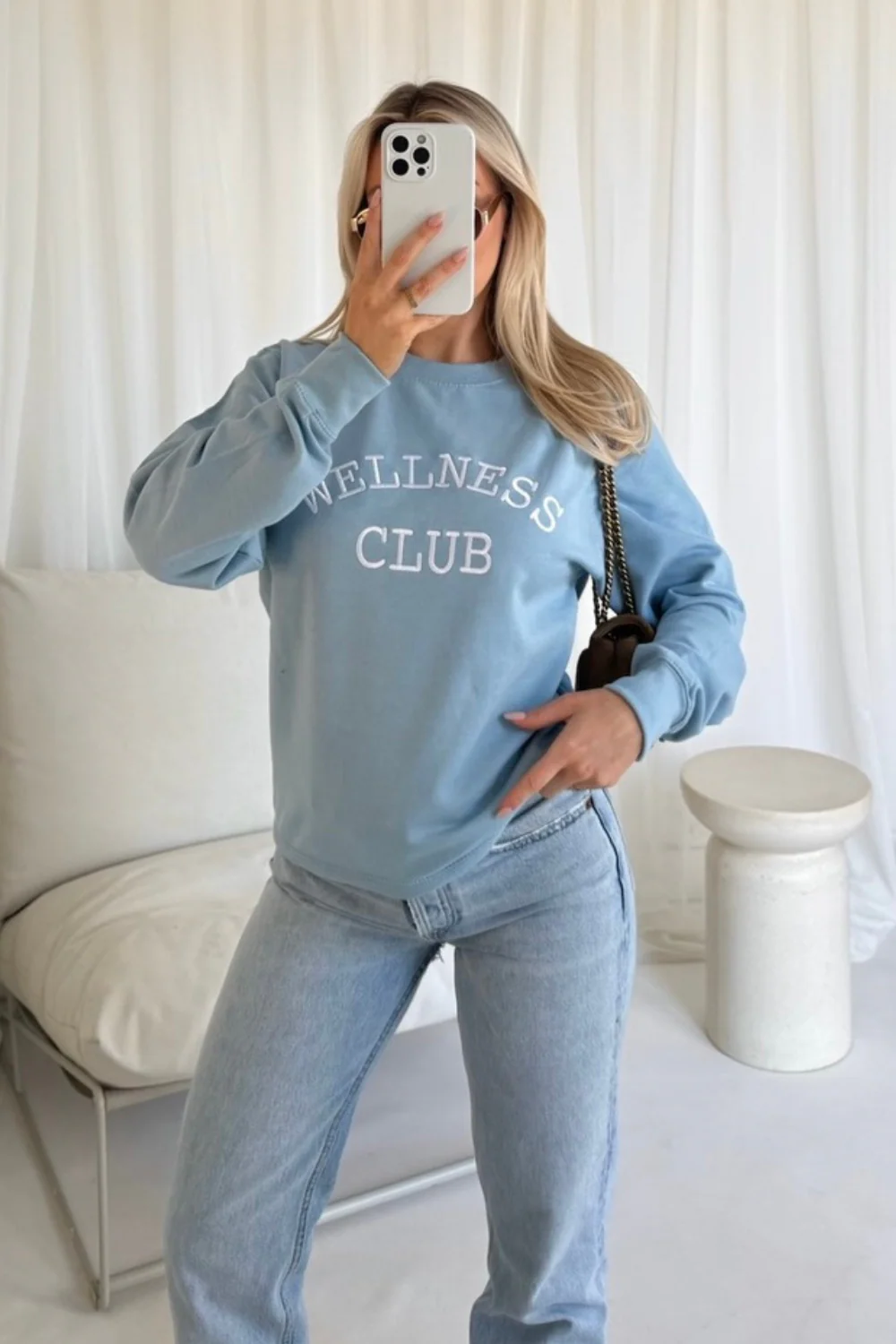 Wellness club blue embroidered sweater - Image 3