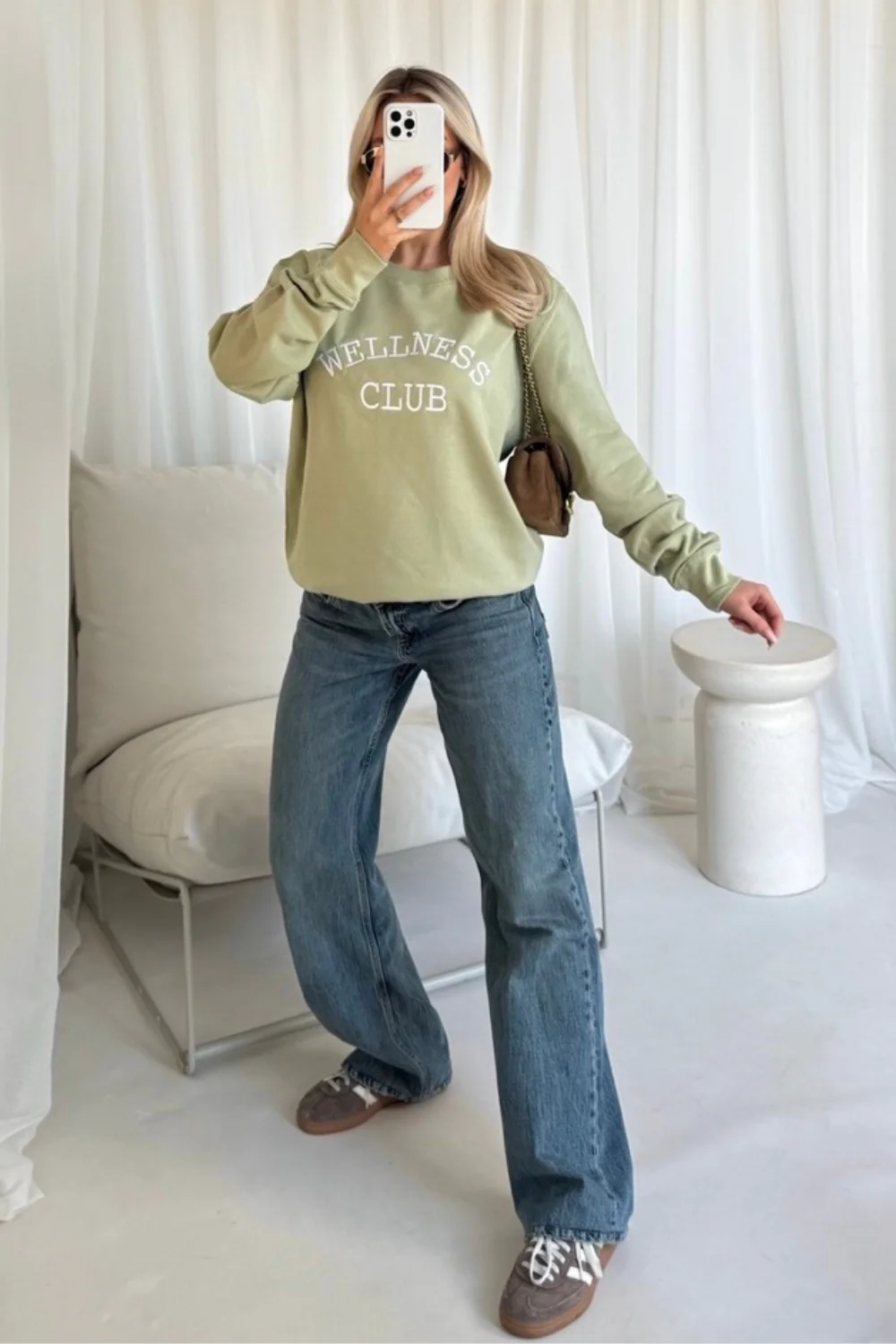 Wellness club sage embroidered sweater - Image 2