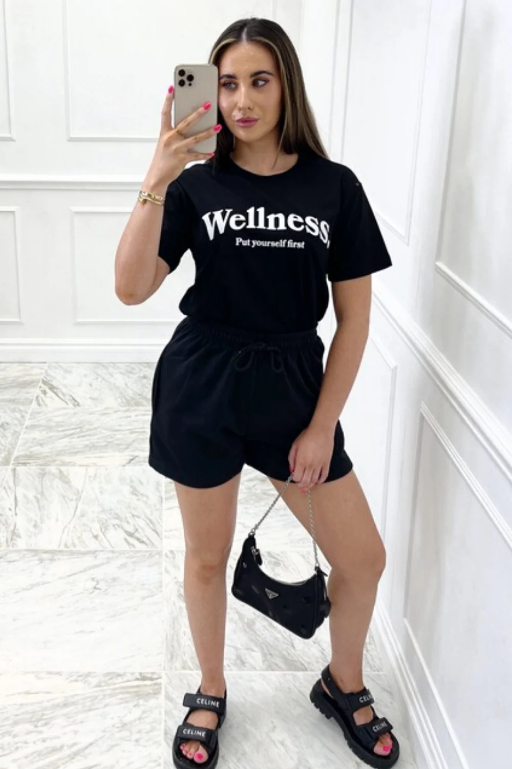 wellness printed black tee - Image 2