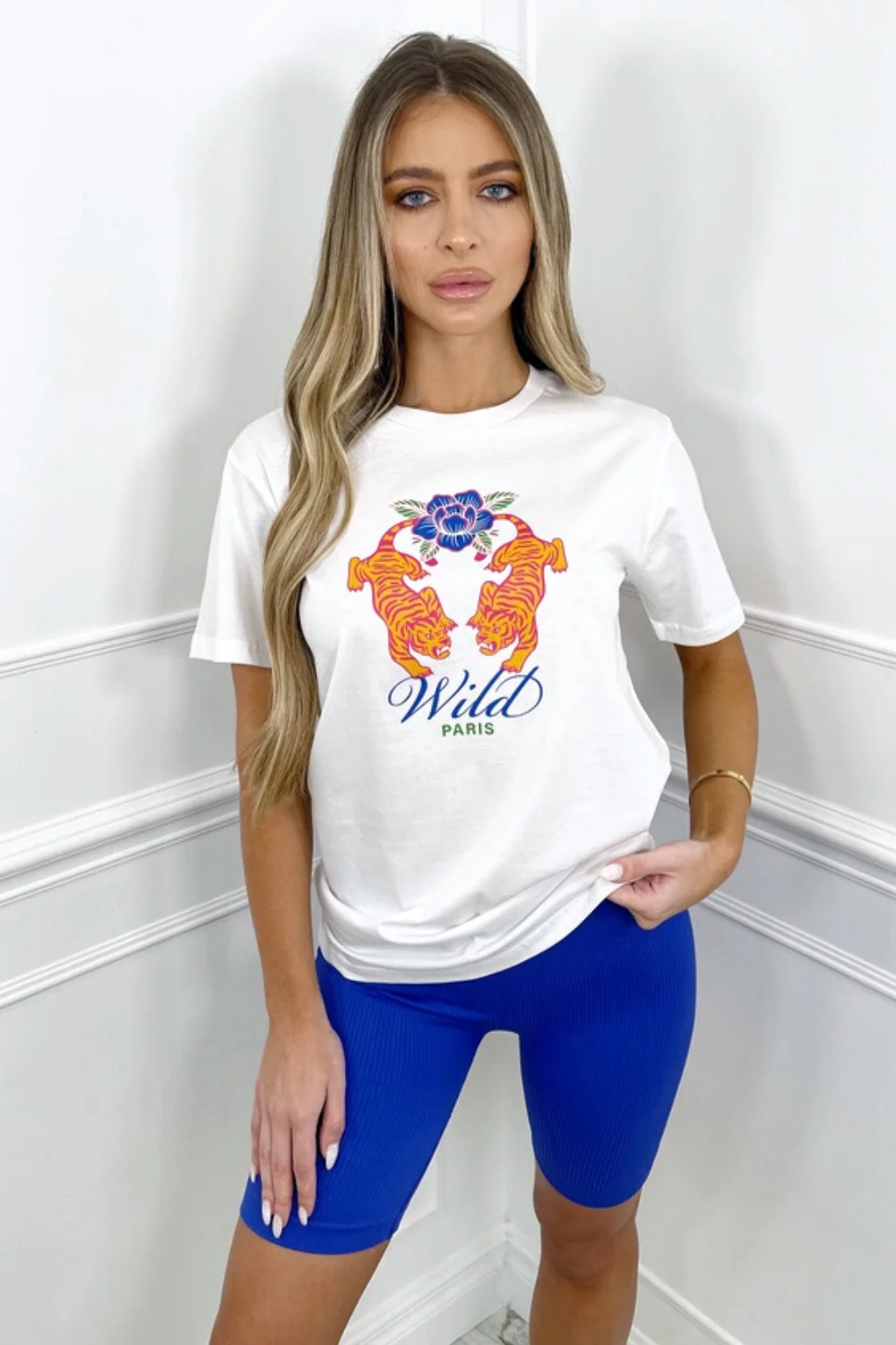 Wild paris tiger white printed tee