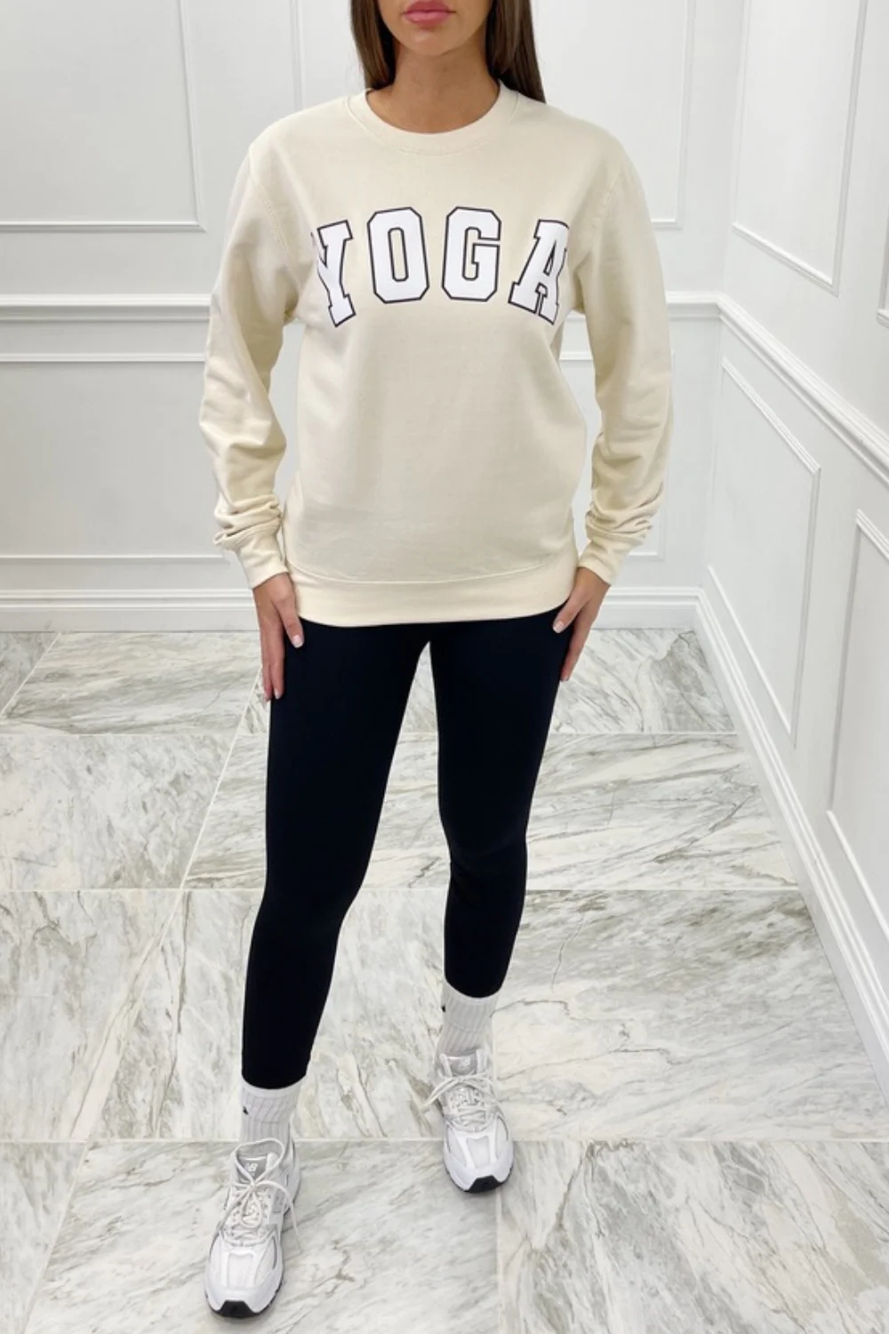 yoga ecru printed round neck sweater - Image 2
