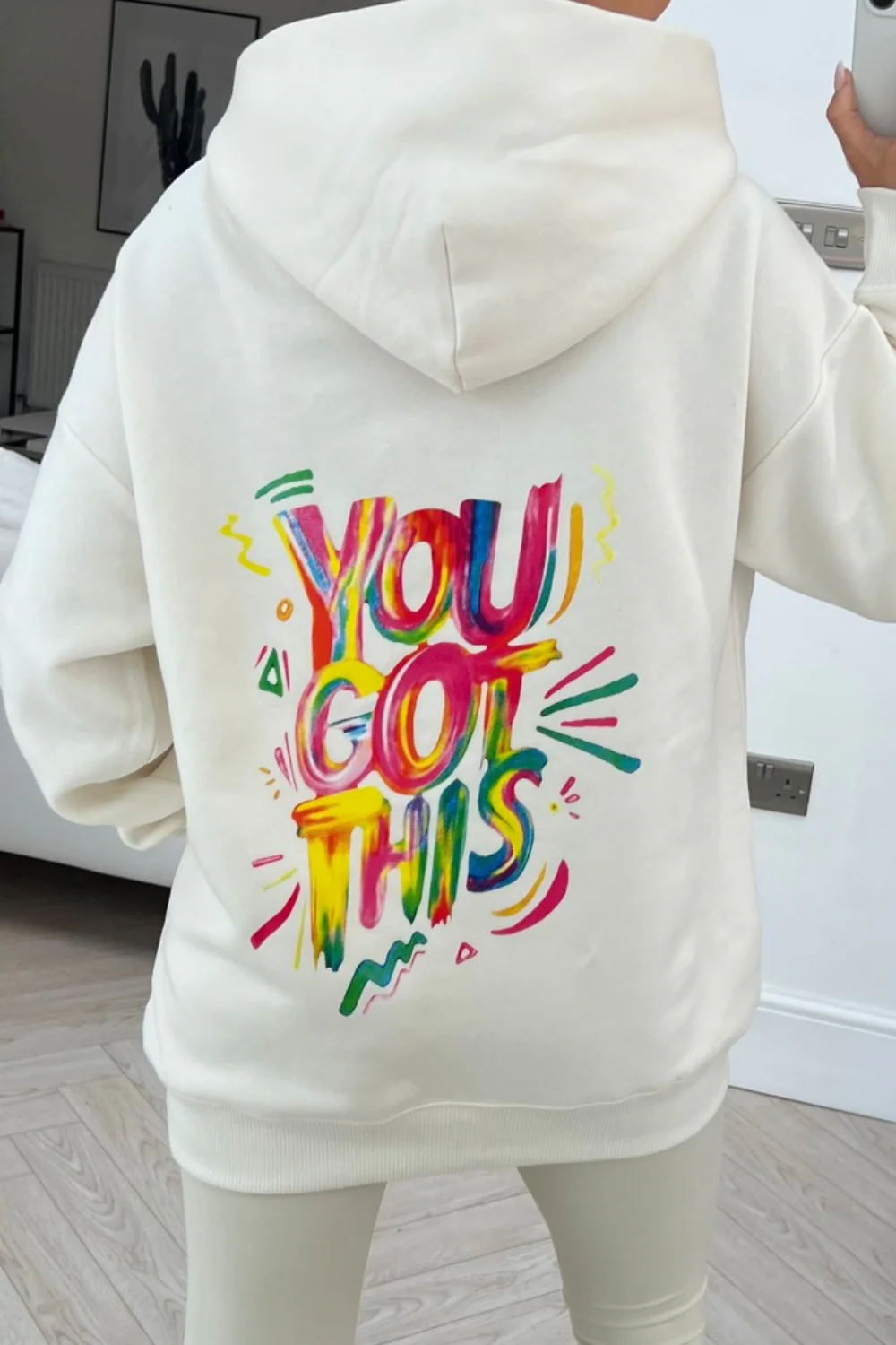 You got this premium ecru printed hoodie - Image 2