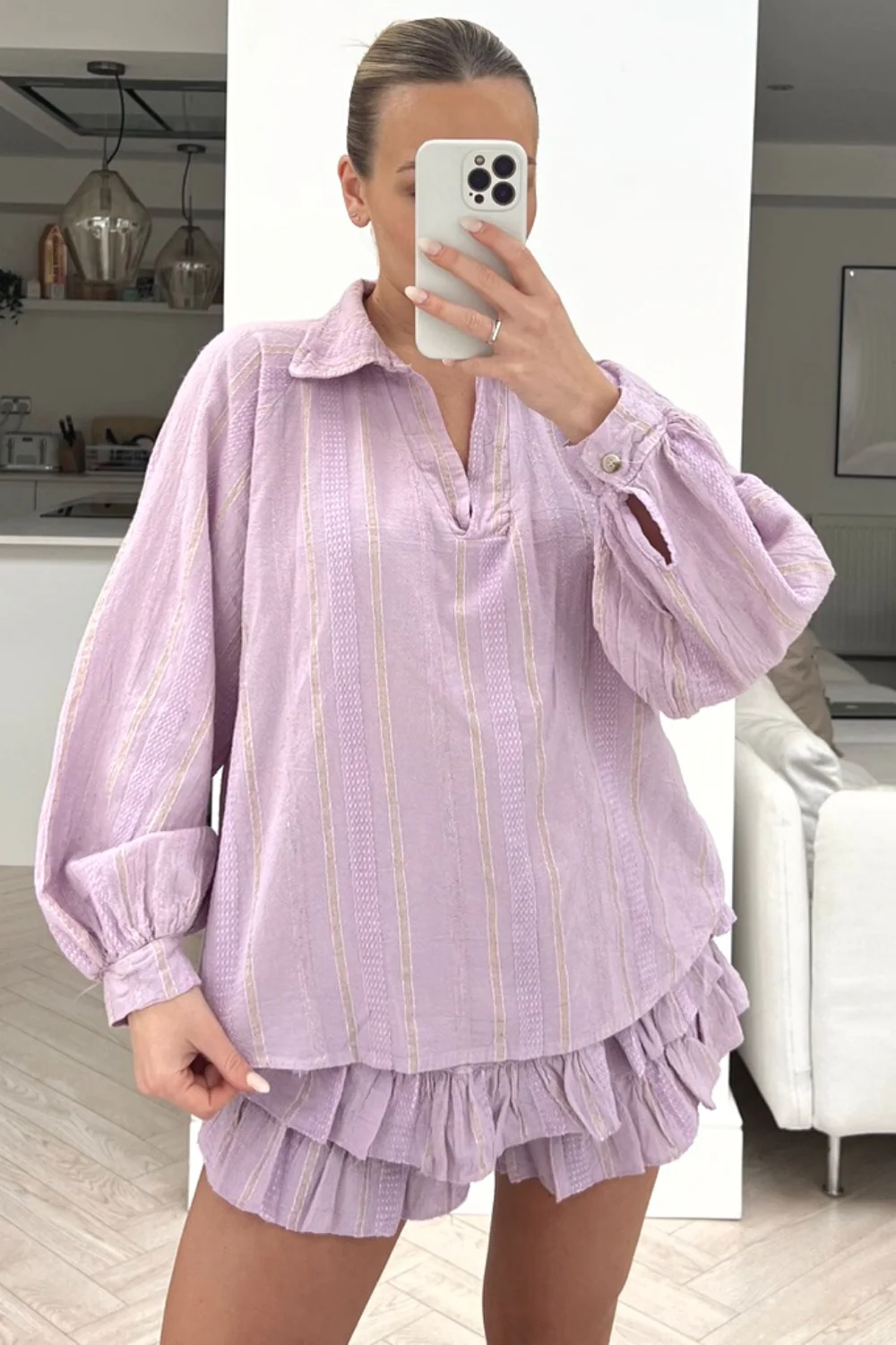 Zuri lilac two piece frill short coord - Image 2